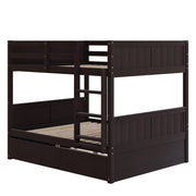 DreamHaus bunk bed with twin size trundle, featuring sturdy wood frames, ladder, and safety rails in a modern bedroom setting.