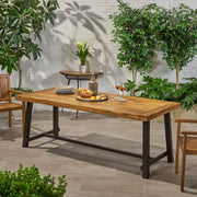 Noble House Equilibrium outdoor dining table with wooden frame and slat top, ideal for patio or garden seating.