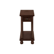 8th Street accent end table with storage drawer in traditional espresso finish, showcasing a classic design with a smooth surface.