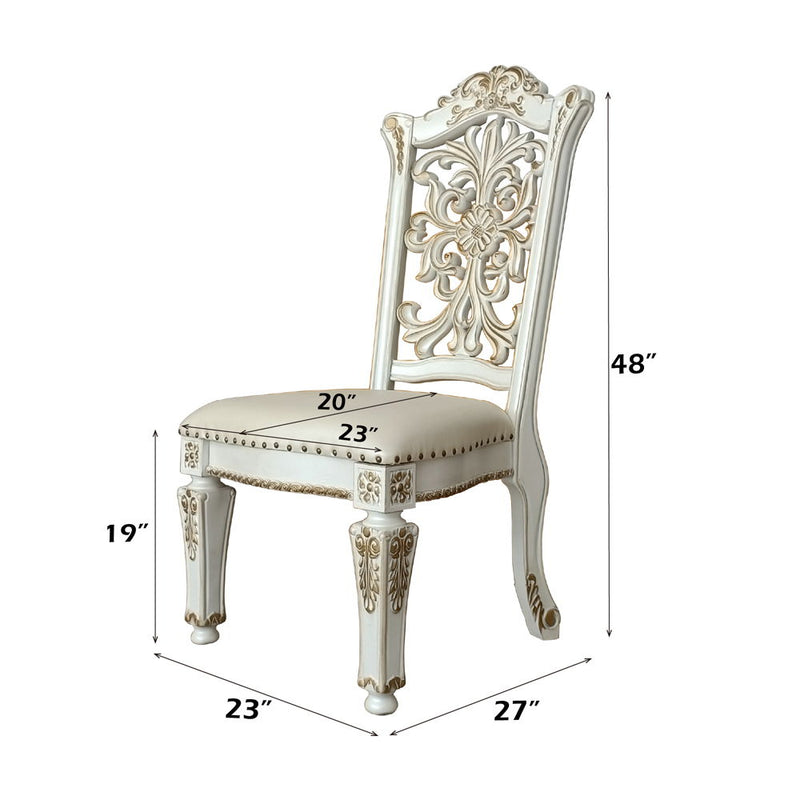 Vendome - 48" Side Chair (Set of 2) - Synthetic Leather & Antique Pearl - R&R Furniture Gallery (Fountain Valley, CA)