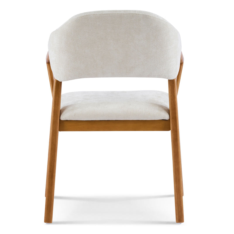 Indoor Upholstered Dining Armchair (Set of 2) - Beige / Teak - R&R Furniture Gallery (Fountain Valley, CA)