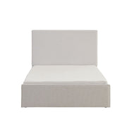 Lucas upholstered bed with tall headboard by House & Home Furniture, showcasing a modern, padded design in a neutral fabric.
