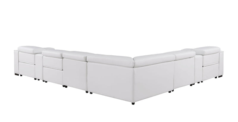 1208 - 8 Piece L Shaped Leather Sectional With 4 Power Recliners & Power Headrests
