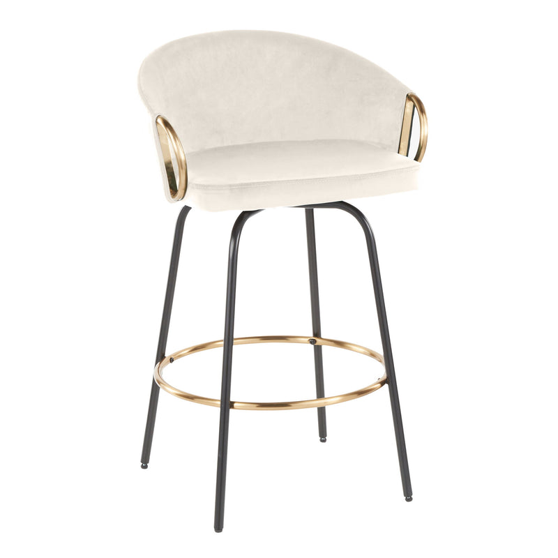 Lumi Source Claire contemporary glam counter stool set of 2 with sleek design and cushioned seats for modern kitchen or bar area.