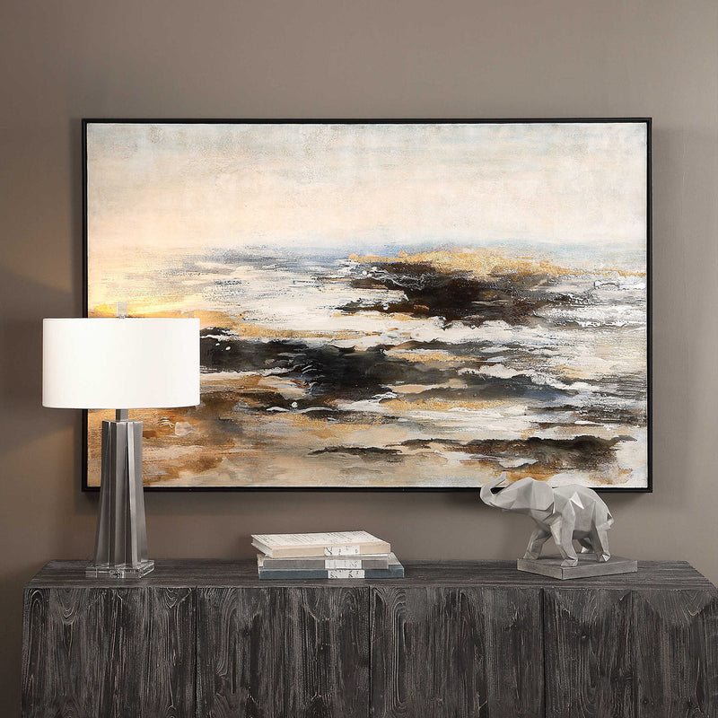 Light brown abstract canvas art by Uttermost, featuring modern, textured design suitable for contemporary home decor.