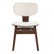 Modern Boucle Fabric Upholstered Side Chair, Bentwood Frame - White / Walnut - R&R Furniture Gallery (Fountain Valley, CA)