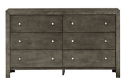 Gray Burlington dresser by Glory Furniture with sleek drawers and modern design, perfect for bedroom storage.