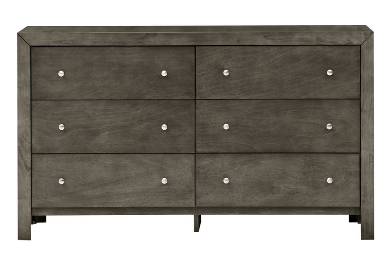 Gray Burlington dresser by Glory Furniture with sleek drawers and modern design, perfect for bedroom storage.
