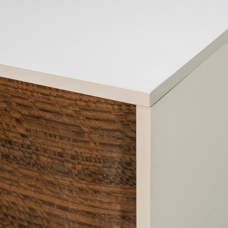 Michael Amini Pavira dresser with matching mirror, elegant wood finish, featuring multiple drawers and a sleek design.