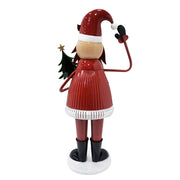 Cheerful Santa Claus Christmas decoration by Noble House holding a tree and waving, with festive red holiday design.