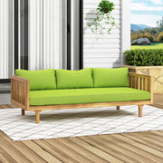Noble House Claremont 3-seater teak acacia wood daybed sofa with water-resistant cushions, outdoor furniture for relaxing.