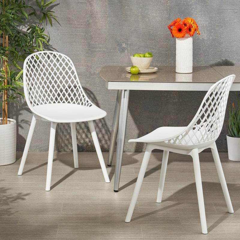 Set of two Noble House Lily Chairs with wooden frames and upholstered seats, modern dining chair design.