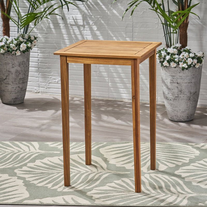 Outdoor Minimalist Acacia Wood Square Bar Table - R&R Furniture Gallery (Fountain Valley, CA)