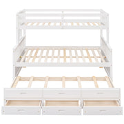 DreamHaus bunk bed with twin size trundle and storage drawers, featuring a sturdy wooden frame and ladder for space-saving sleeping.
