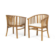 Outdoor Wooden Dining Chairs With Cushions (Set of 2) - R&R Furniture Gallery (Fountain Valley, CA)
