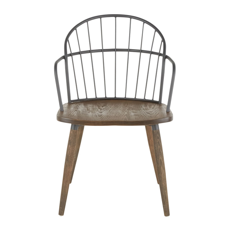 Lumi Source Riley farmhouse office side chair with wooden frame and upholstered seat, modern rustic design.