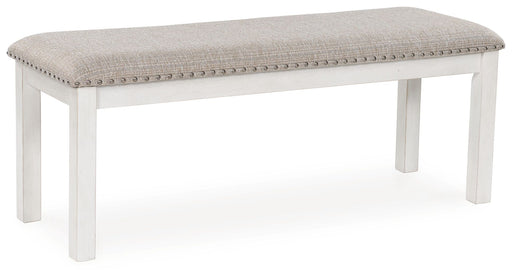 Robbinsdale - Large Upholstered Dining Room Bench - Antique White - R&R Furniture Gallery (Fountain Valley, CA)