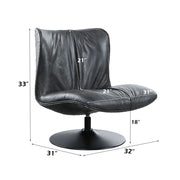 Piotr - Accent Chair With Swivel - Black Top Grain Leather - R&R Furniture Gallery (Fountain Valley, CA)
