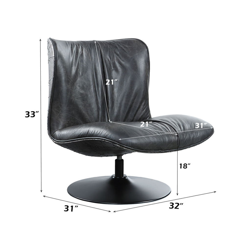 Piotr - Accent Chair With Swivel - Black Top Grain Leather - R&R Furniture Gallery (Fountain Valley, CA)