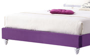 Transitional upholstered bed by Glory Furniture featuring a plush fabric headboard and sleek design in a modern bedroom setting.