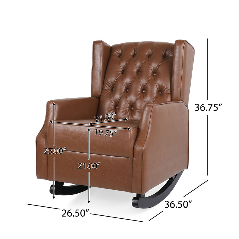 Moss - Upholstered Rocking Recliner With Diamond Tufting And Wingback - Light Brown - R&R Furniture Gallery (Fountain Valley, CA)