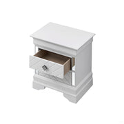 Silver Champagne Accent Nightstand by Glory Furniture with sleek design and modern accents, ideal for bedroom decor.