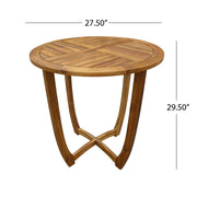 Outdoor Circular Wood Bistro Table With Curved Legs And Slat Panel Table Top - Teak - R&R Furniture Gallery (Fountain Valley, CA)