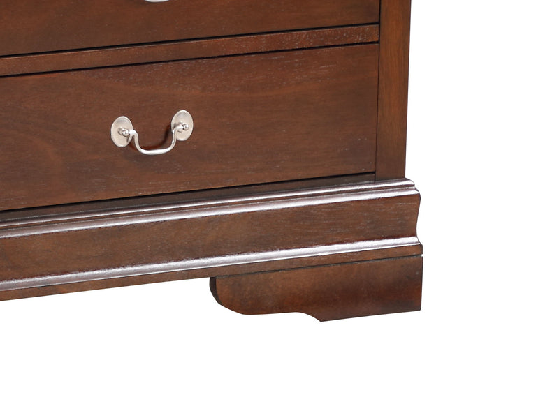 Louis Phillipe bedroom dresser by Glory Furniture featuring multiple drawers and sleek wooden finish for elegant bedroom storage.