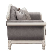 Florian - Loveseat With 3 Pillows - Gray Fabric & Antique White - R&R Furniture Gallery (Fountain Valley, CA)