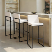 Lumi Source Fuji contemporary high back barstool with elegant design, featuring a sleek wooden frame and cushioned seat.
