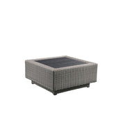 Salena - Patio Sectional Sofa With 4 Pillows & Coffee Table - Beige Fabric & Gray Wicker - R&R Furniture Gallery (Fountain Valley, CA)