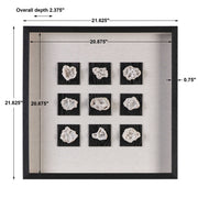 Black linen shadow box wall decor featuring a geode design, by Uttermost, ideal for modern interior accents.