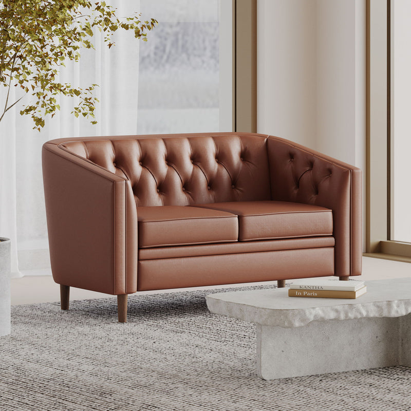 Sophisticated Loveseat With Diamond Stitched Detailing - R&R Furniture Gallery (Fountain Valley, CA)