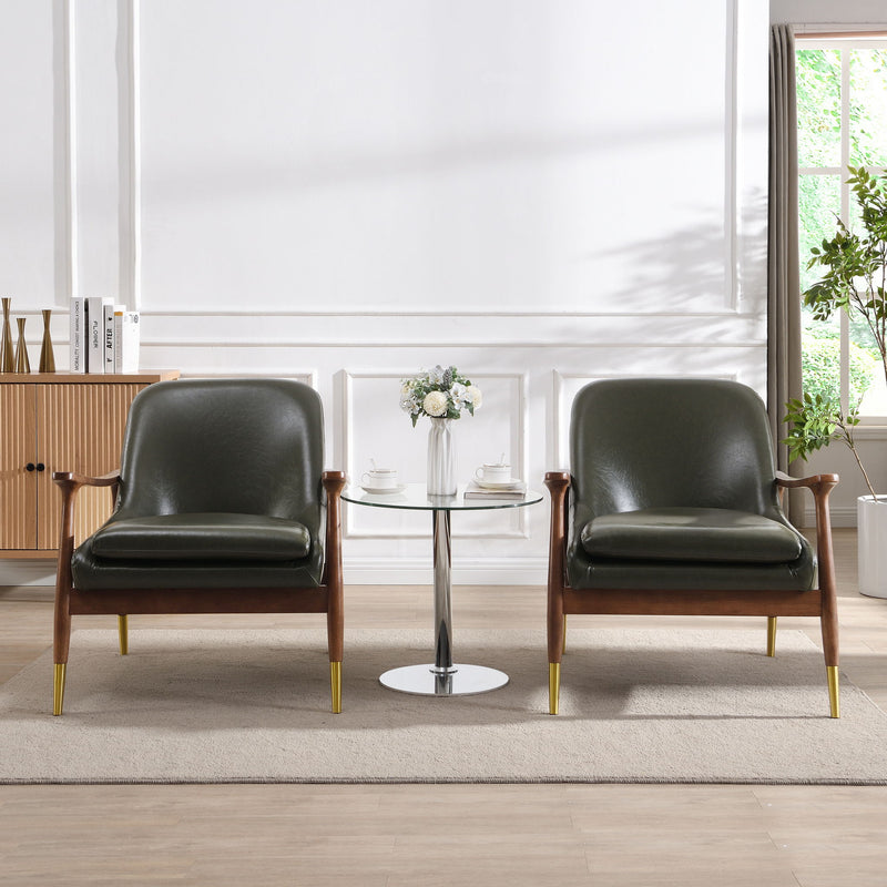 Mid - Century Accent Chair With Cushioned Seat, Brass Tipped Legs - R&R Furniture Gallery (Fountain Valley, CA)