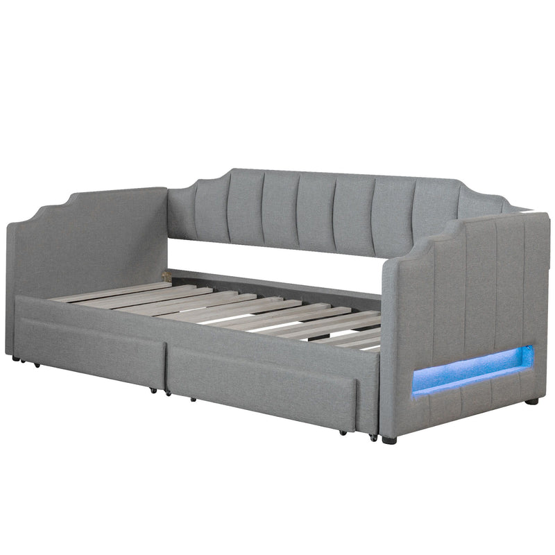 Extendable Daybed With LED Light And 2 Storage Drawers - R&R Furniture Gallery (Fountain Valley, CA)