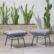 Outdoor Modern Boho Wicker Ottoman With Cushions (Set of 2) - R&R Furniture Gallery (Fountain Valley, CA)