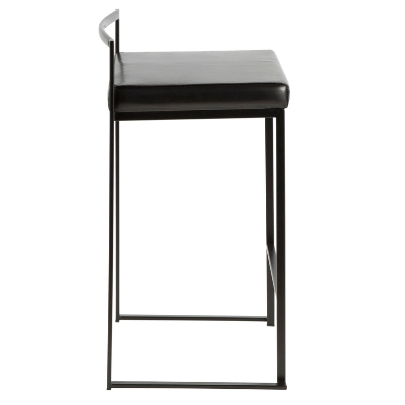 Lumi Source Fuji contemporary style stackable counter stool set with sleek modern design and wooden legs
