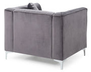 Contemporary sloped armchair by Glory Furniture with plush upholstery and sleek modern design in a stylish living room setting.