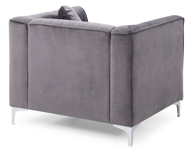 Contemporary sloped armchair by Glory Furniture with plush upholstery and sleek modern design in a stylish living room setting.