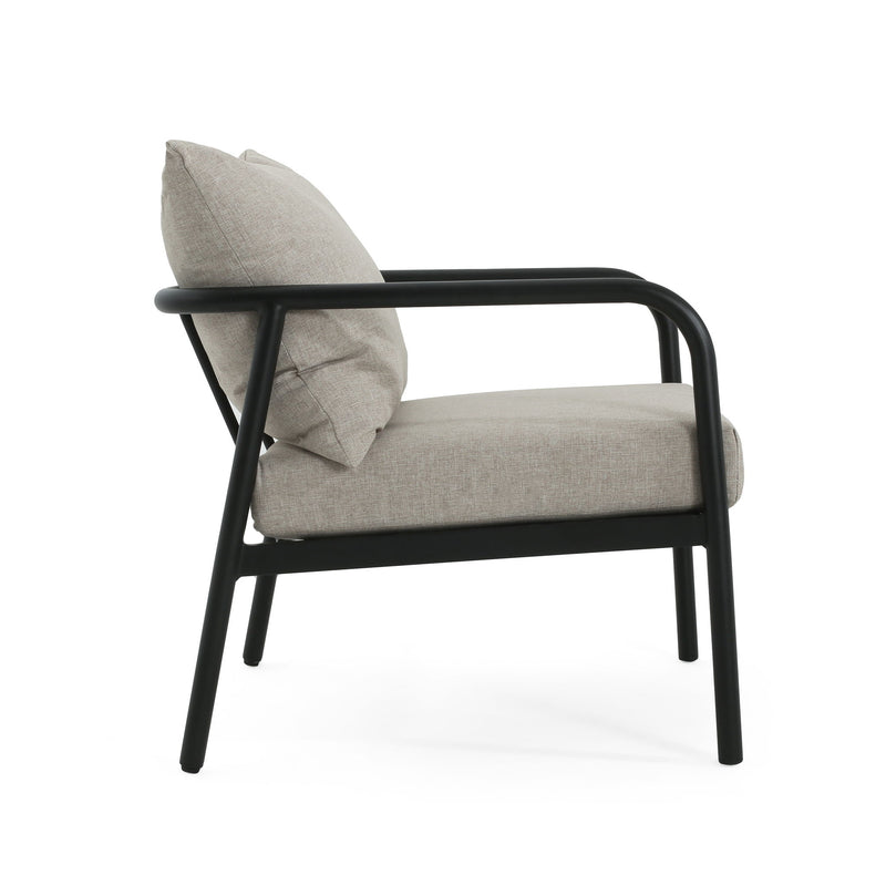 Leora - Modern Minimalist Round Tube Sofa Chair With Cushions - Beige / Black - R&R Furniture Gallery (Fountain Valley, CA)