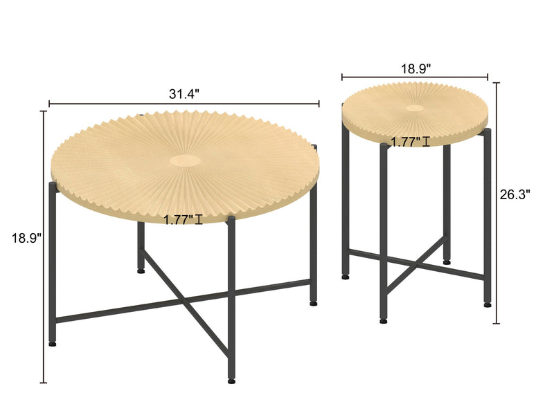 Radial - Pattern Coffee And End Table Set Waterproof Cover, Distressed Cylindrical Design (Set of 2) - R&R Furniture Gallery (Fountain Valley, CA)