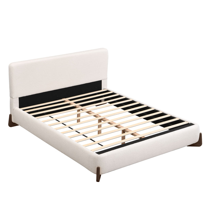 Queen Size Elegant Terry Upholstered Bed - White - R&R Furniture Gallery (Fountain Valley, CA)