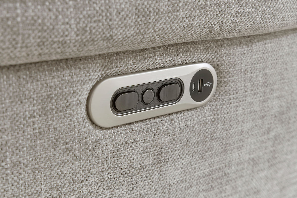 Richland - Power Reclining Console Loveseat - Bristol Gray