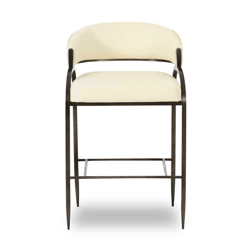 Tatum - Vegan Leather And 2-Tone Jacquard Counter Stool - Cream - R&R Furniture Gallery (Fountain Valley, CA)