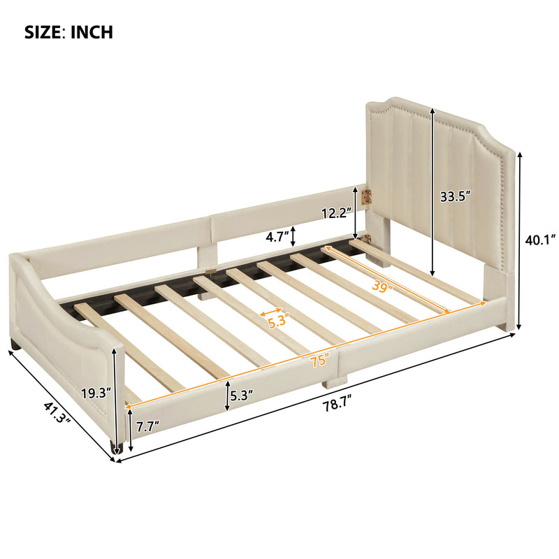 Upholstered Daybed With Classic Stripe Shaped Headboard - R&R Furniture Gallery (Fountain Valley, CA)