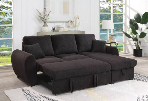 Veronica - Reversible Sleeper Sectional Sofa With Storage Chaise - Black - R&R Furniture Gallery (Fountain Valley, CA)