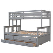 DreamHaus bunk bed with twin size trundle and storage drawers, featuring a sturdy wooden frame and space-saving design.