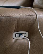 Beckley Place - Power Recliner With Adjustable Headrest - Earth - R&R Furniture Gallery (Fountain Valley, CA)