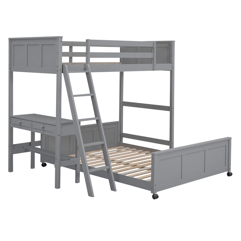 Full Over Full Bunk Bed With Desk - R&R Furniture Gallery (Fountain Valley, CA)