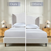 Hannah - Upholstered Wingback Bed Size / Tall Headboard Upholstered King Bed / Premium Textured Look / Minimalist Designs / No Box Spring Needed - R&R Furniture Gallery (Fountain Valley, CA)